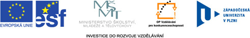 Evropská unie, ESF, Ministerstvo školství, mládeže a tělovýchovy, OP Vzdělávání pro konkurenceschopnost, Západočeská univerzita v Plzni, Investice do rozvoje vzdělávání